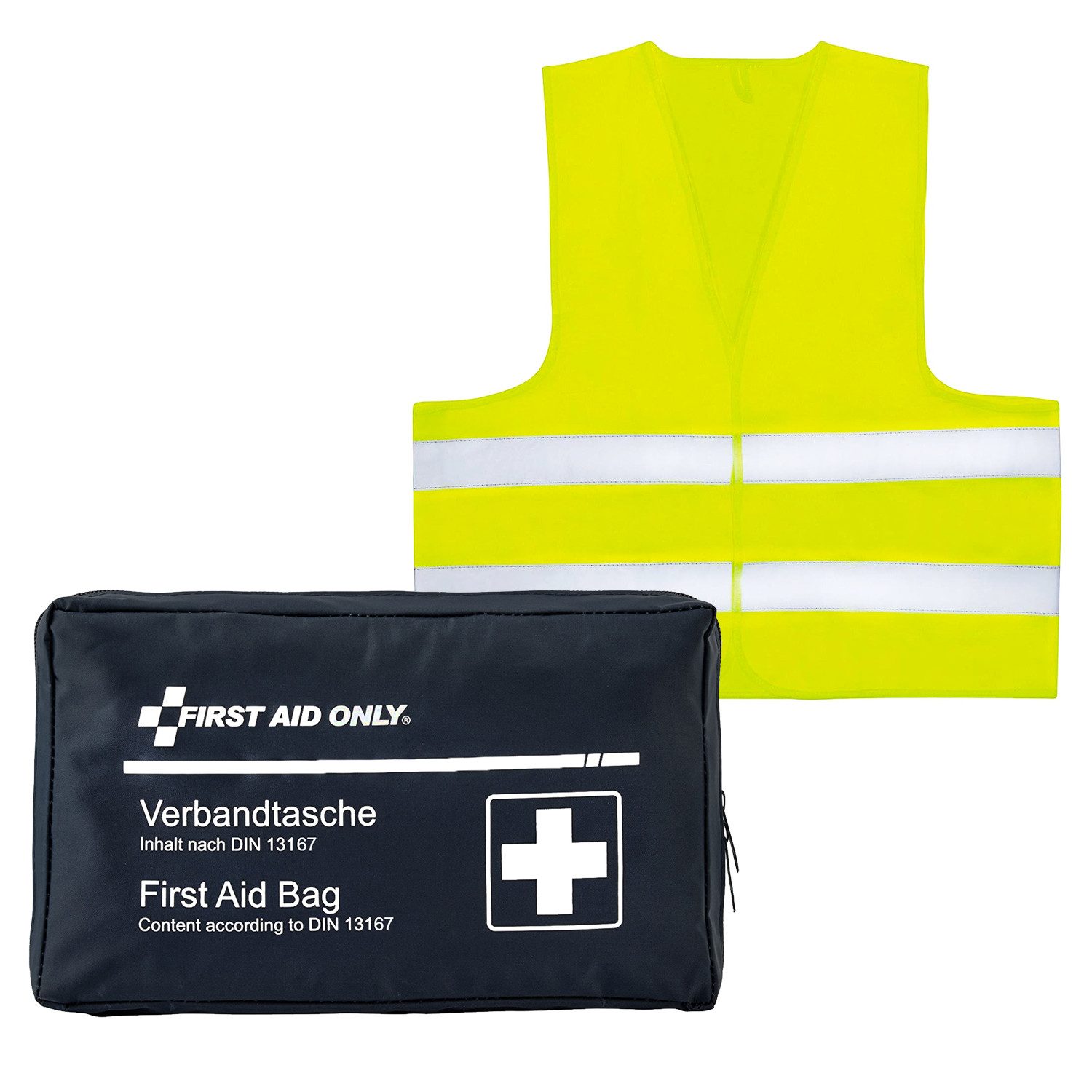KFZ-Verbandtasche Set DIN 13167 mit Warnweste, Erste Hilfe für Motorrad, Fahrrad, Reise