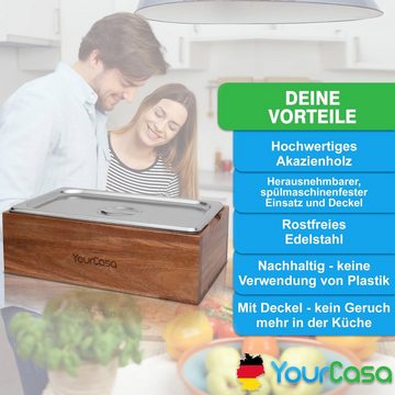 YourCasa Biomülleimer Küche - Echtholz & Edelstahl für alltäglichen Bio Müll - Komposteimer