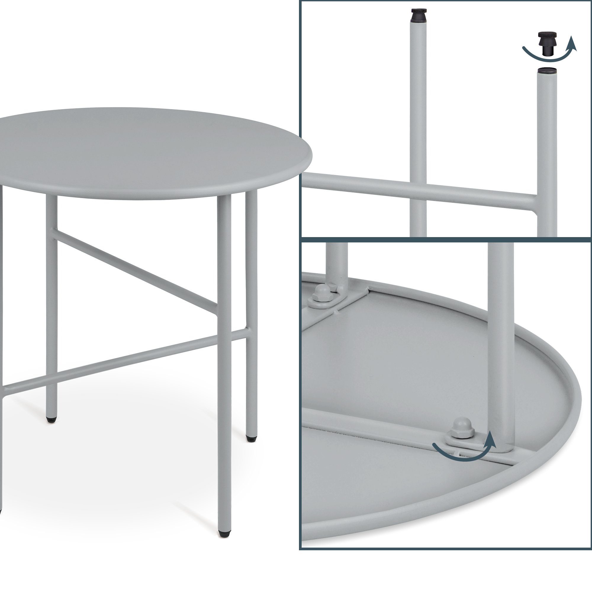 bomoe Beistelltisch Beistelltisch Outdoor Gartentisch Rund Ø 53 cm Finn, Grau, Wohnzimmer Couchtisch Leicht In- & Outdoor Balkon Tisch Terrasse