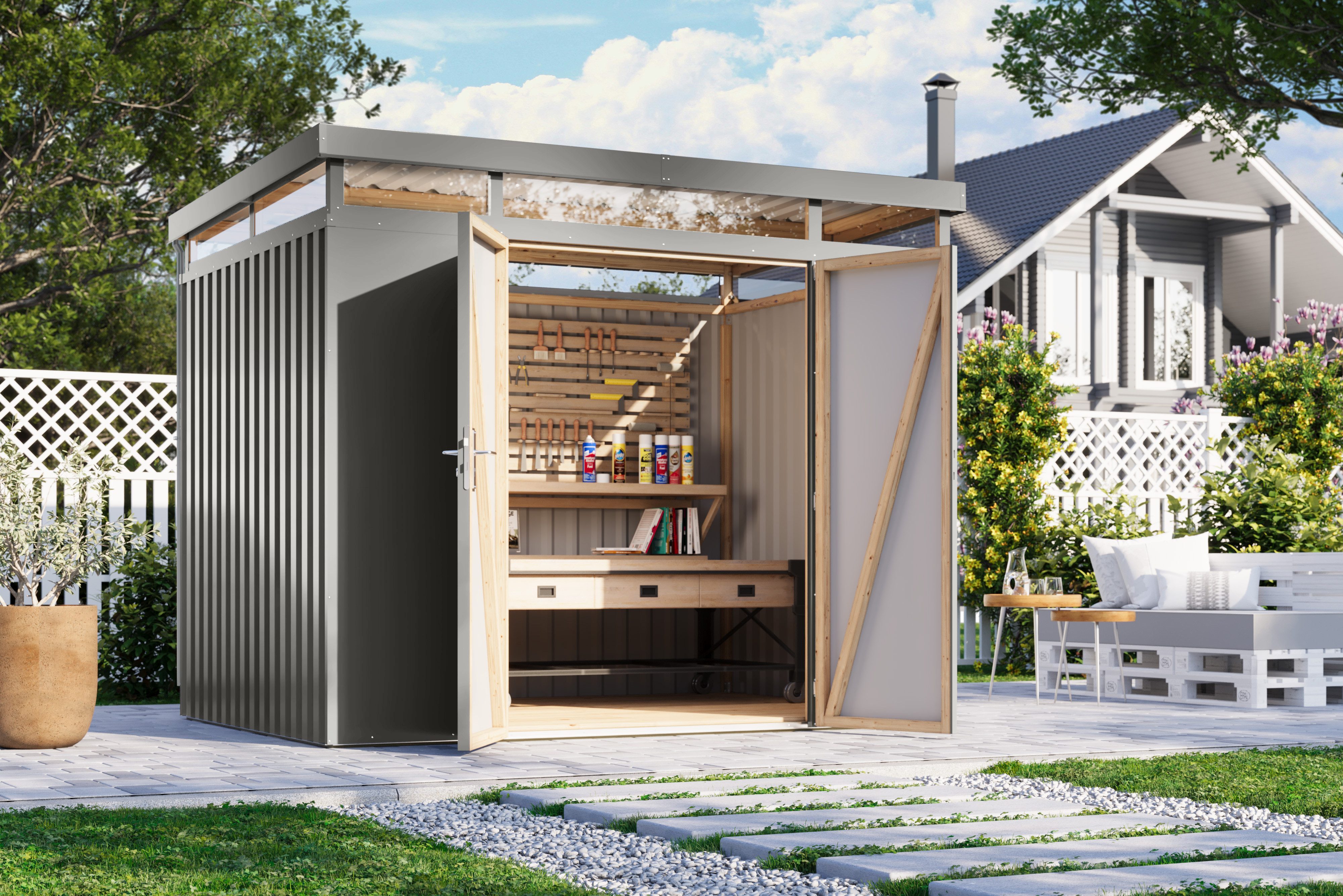 Karibu Gerätehaus Titanium 3, BxT: 290x209 cm, Made in Germany