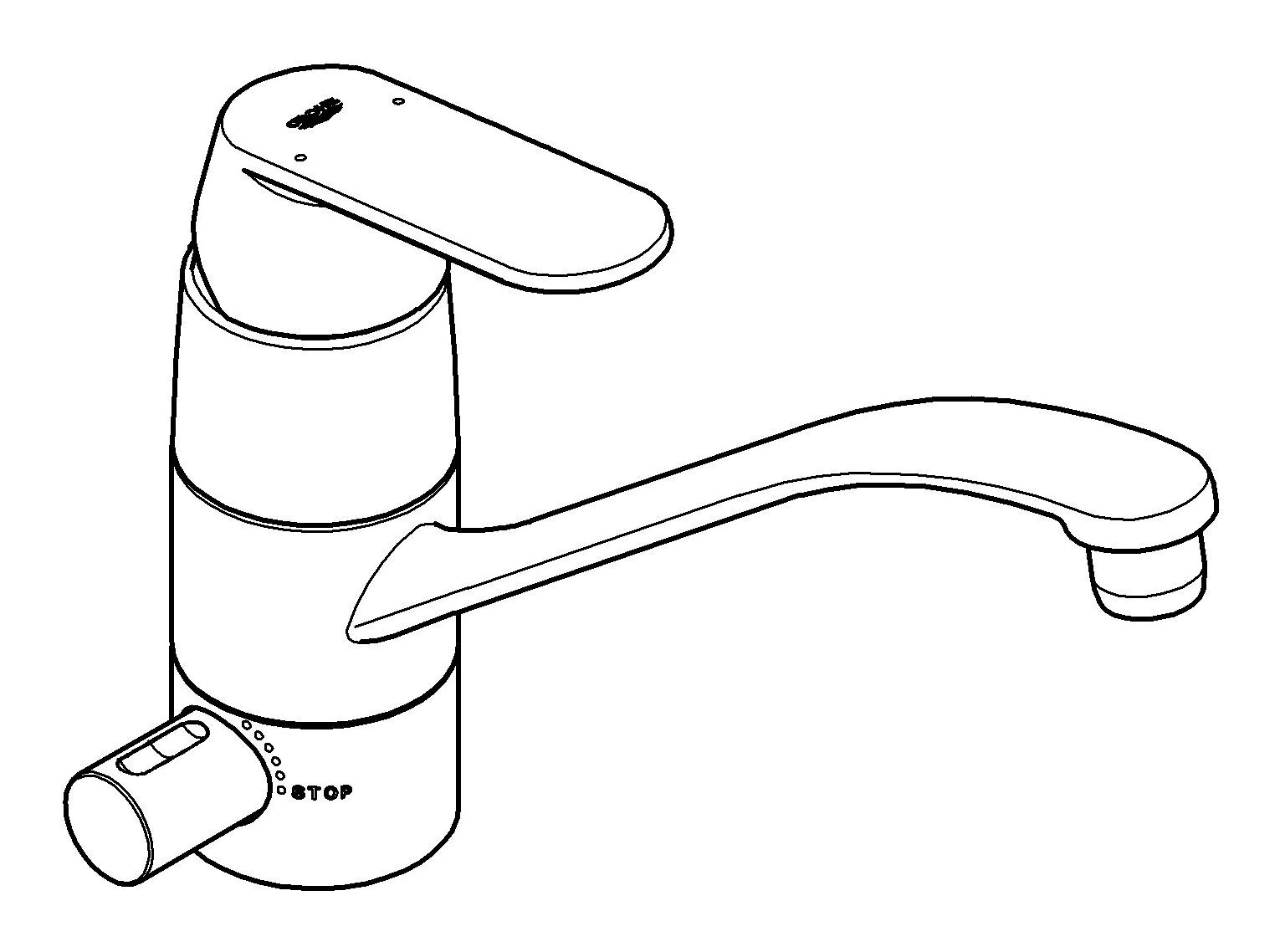 Grohe Küchenarmatur Eurosmart Cosmopolitan Einhand integriertes Absperrventil flacher Auslauf - Chrom