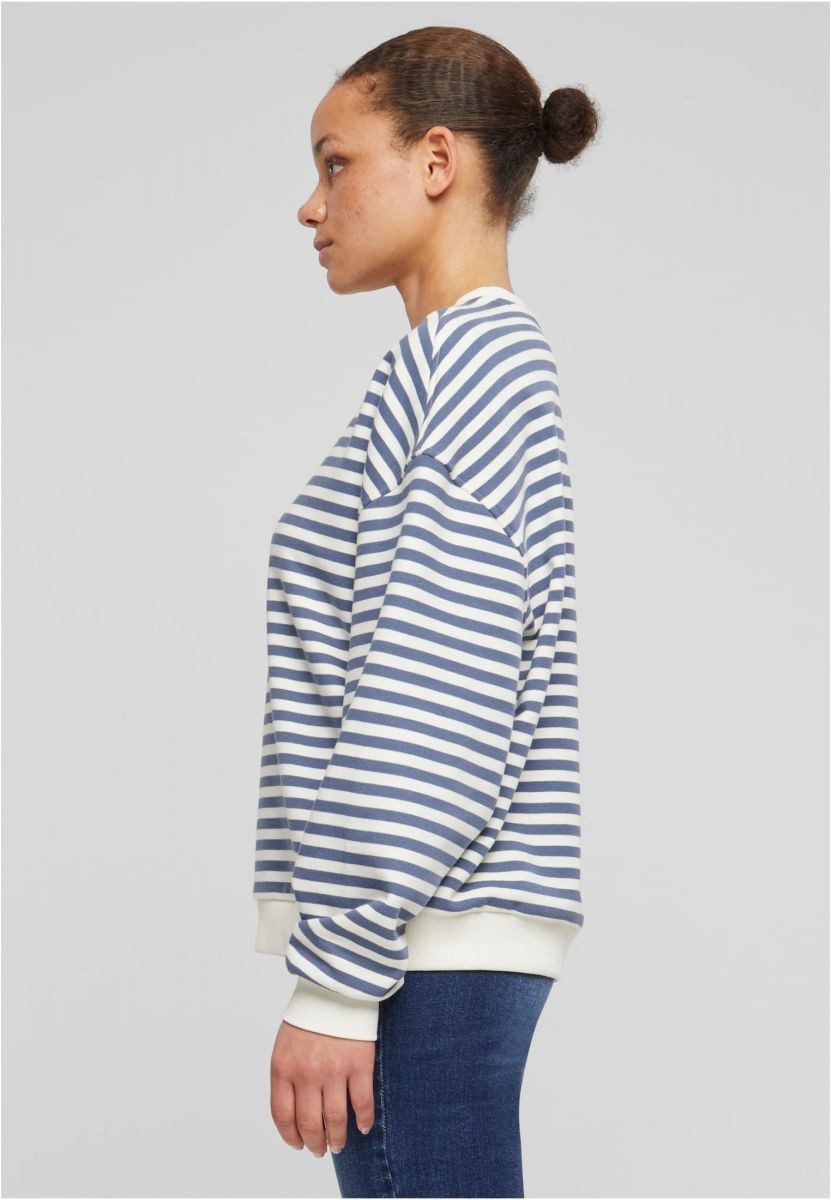 URBAN CLASSICS Sweatshirt Ladies Oversized Striped Crewneck Damen Pullover