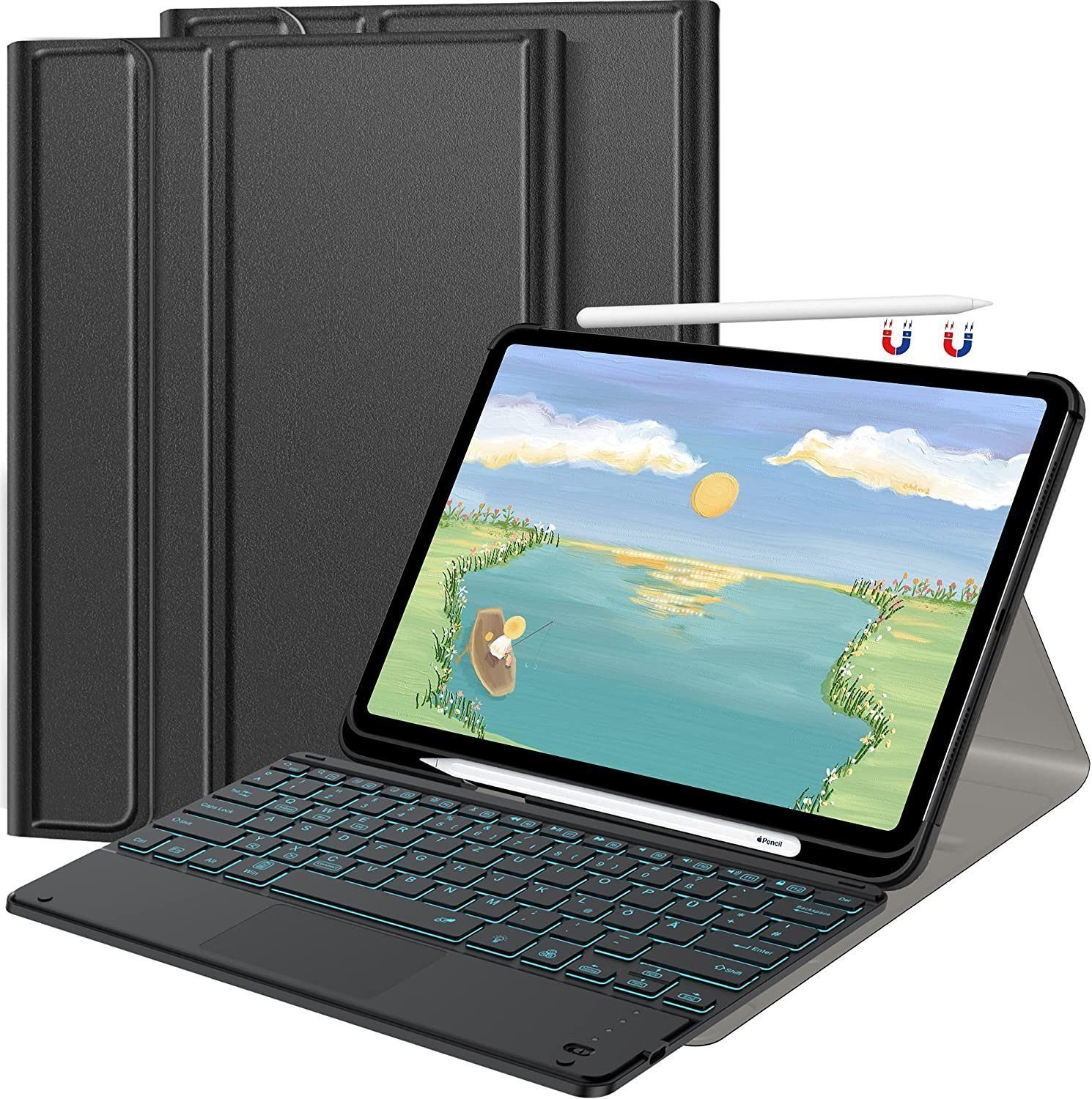 IVSO »Tablet-Tastatur mit Touchpad für iPad Pro 12.9 Zoll Kabellose  Beleuchtete QWERTZ Tastatur Hülle für iPad Pro 12.9 Zoll 5. Gen 2021/2020,  Schwarz.« iPad-Tastatur online kaufen | OTTO