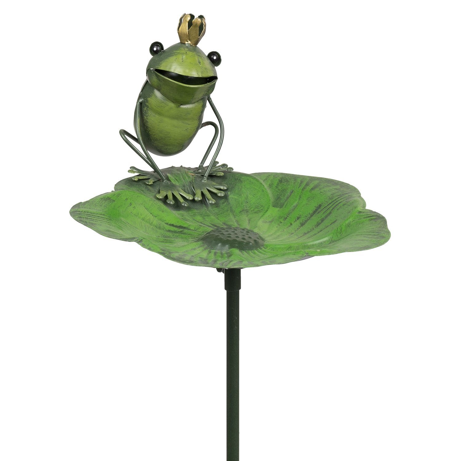 Froschkönig Gartenfigur Moritz Metall Gartenstecker Gartedekoration Gartenstab Erdspieß Vogeltränke Dekostab