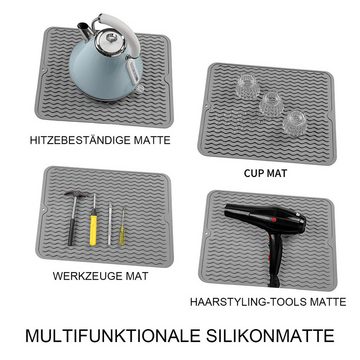 DOPWii Abtropfmatte 3er-Set Silikon-Trockenmatten, hitzebeständige Silikonmatten, für Küchentisch, Spüle, Hellgrau/Schwarz/Dunkelgrau