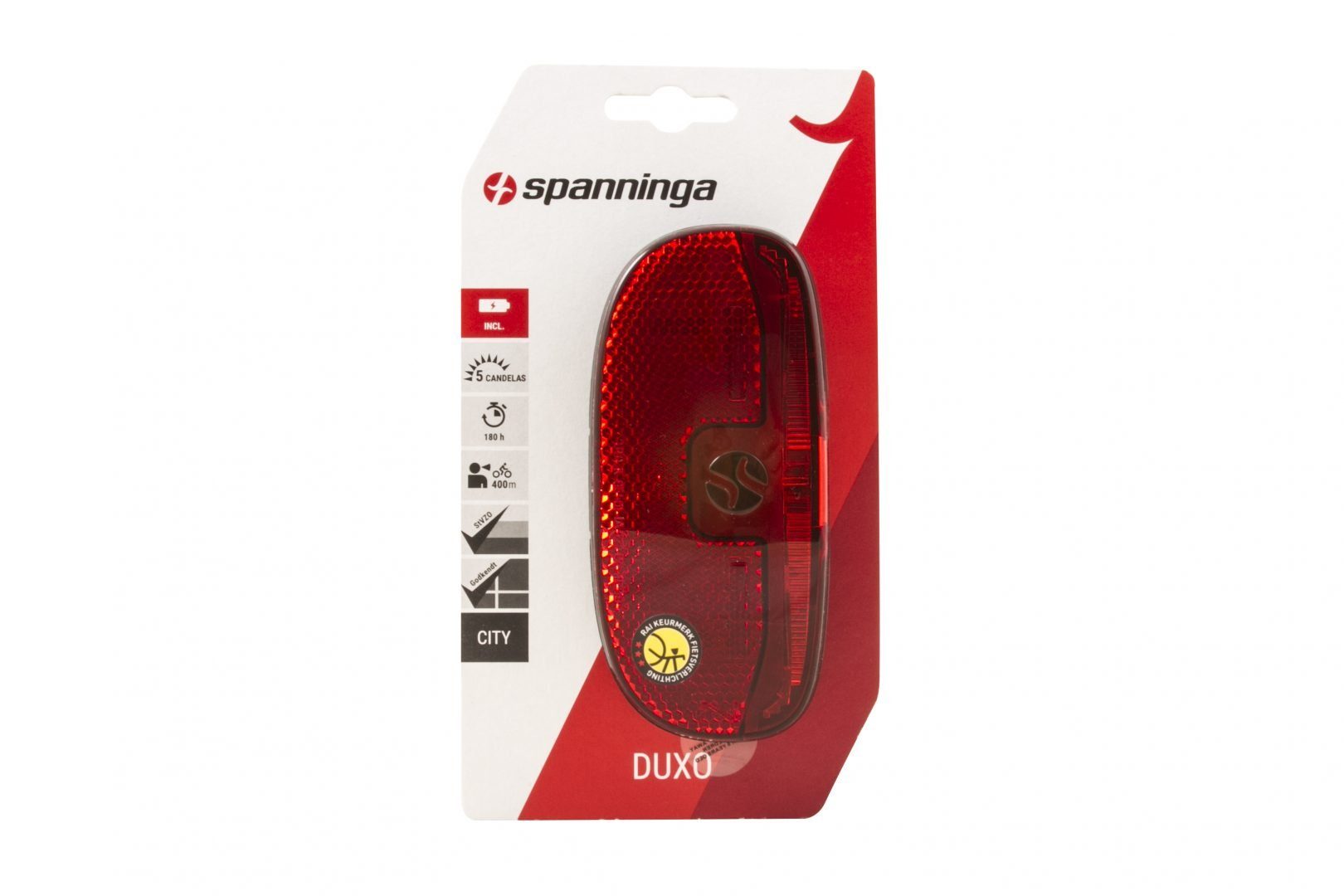 Spanninga Fahrradbeleuchtung Fahrrad Rücklicht SPANNINGA DUXO Batteriebetrieb 50 80 mm