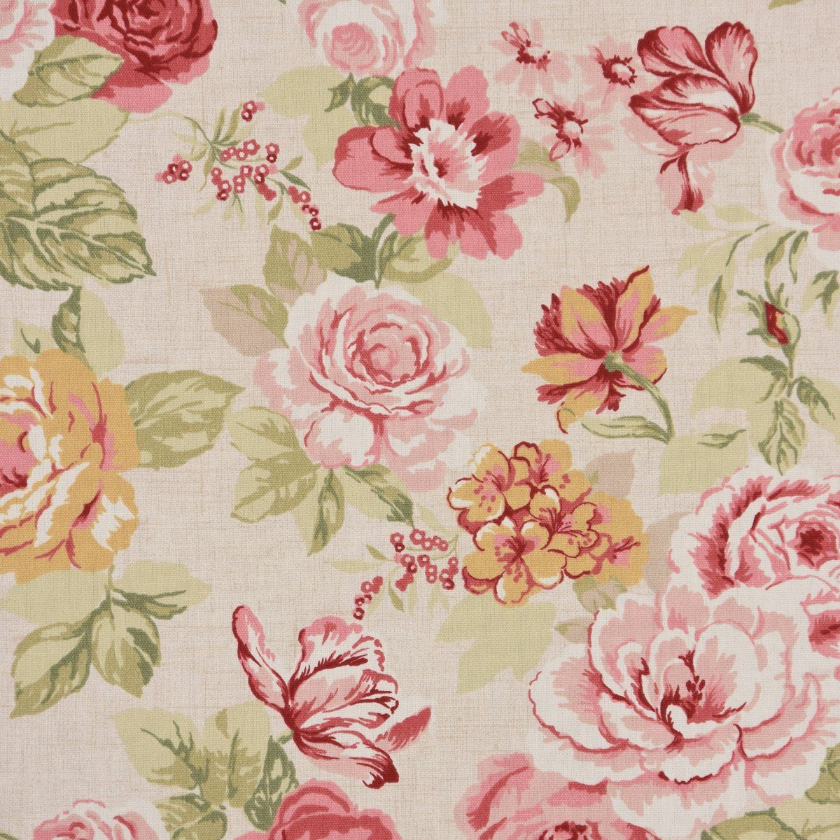 SCHÖNER LEBEN. Tischdecke SCHÖNER LEBEN. Tischdecke Blumen Rosen beige grün rot, handmade