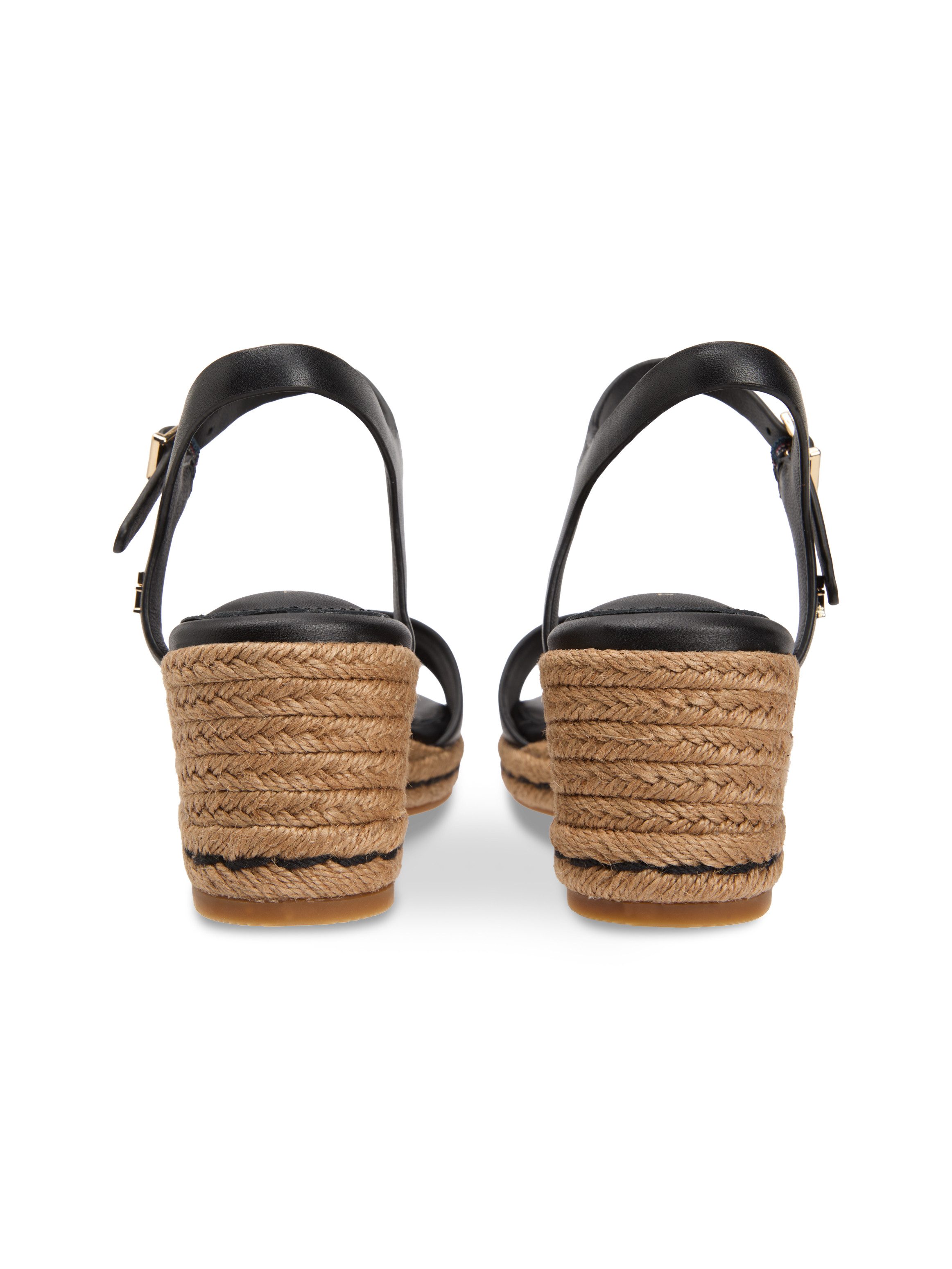 Tommy Hilfiger MID WEDGE ESPAD LEATHER Keilsandalette Sommerschuh, Riemchensandale mit TH-Logoemblem - in schmaler Form