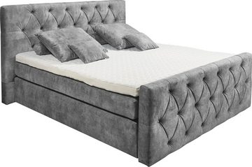 ED EXCITING DESIGN Boxspringbett Hammonton, inkl. Topper mit Klimaband und 2 versteckten Bettkästen