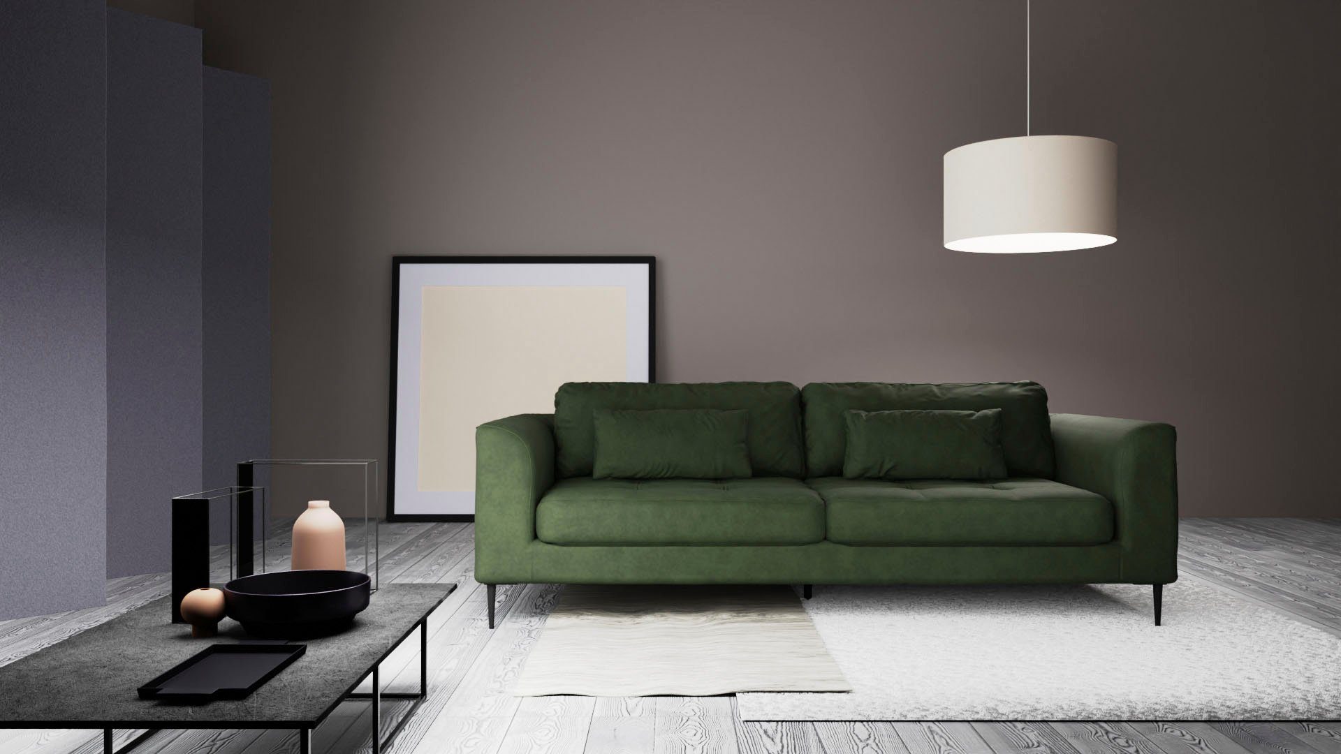 TRENDMANUFAKTUR 3-Sitzer Luzi, gemütlich elegant, tolle Detailverarbeitung, Steppung im Sitz, inklusive Nierenkissen