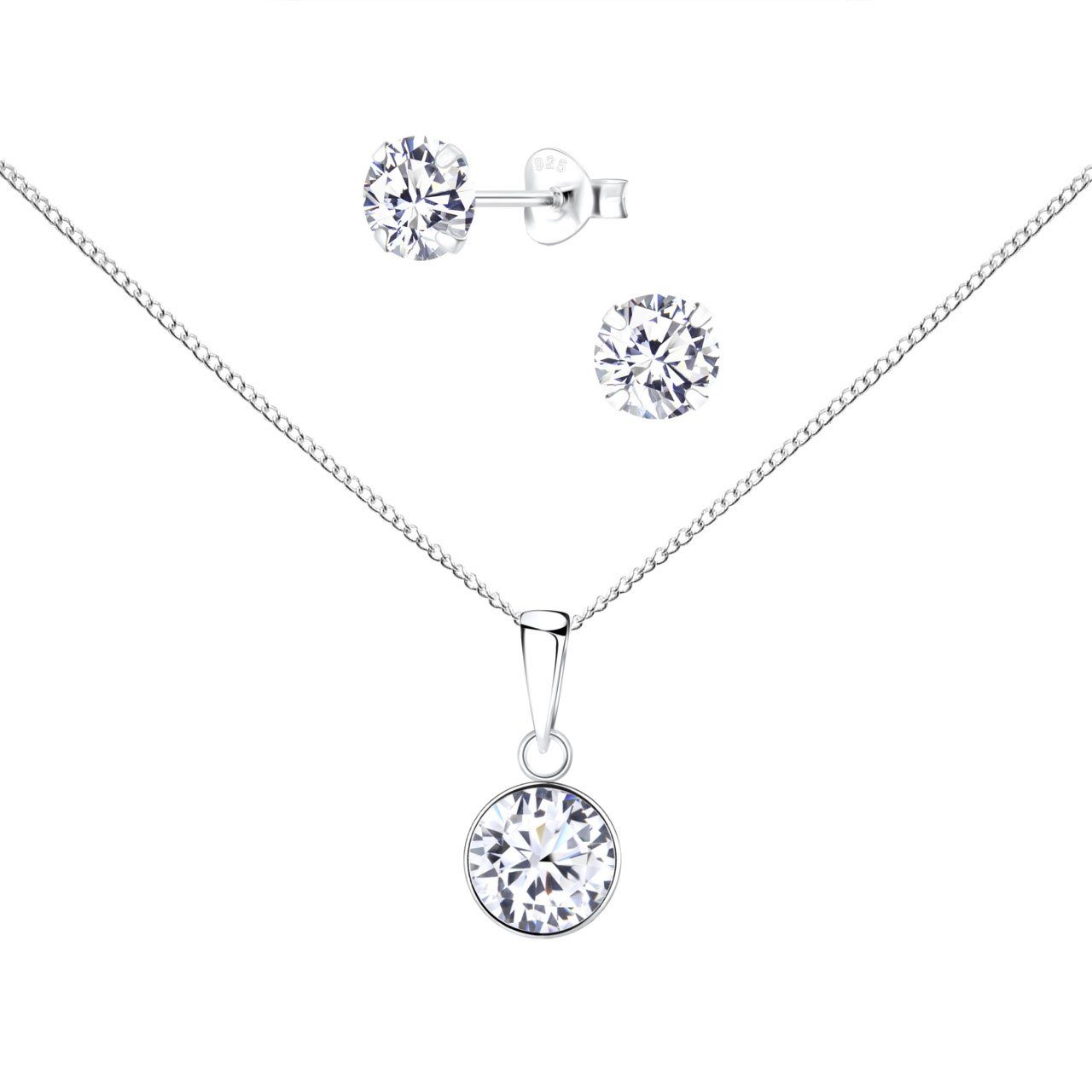 ALEXANDER YORK Schmuckset SOLITÄR 8 mm, 4-tlg. (Schmuckset), 925 Sterling Silber | Schmuck-Sets