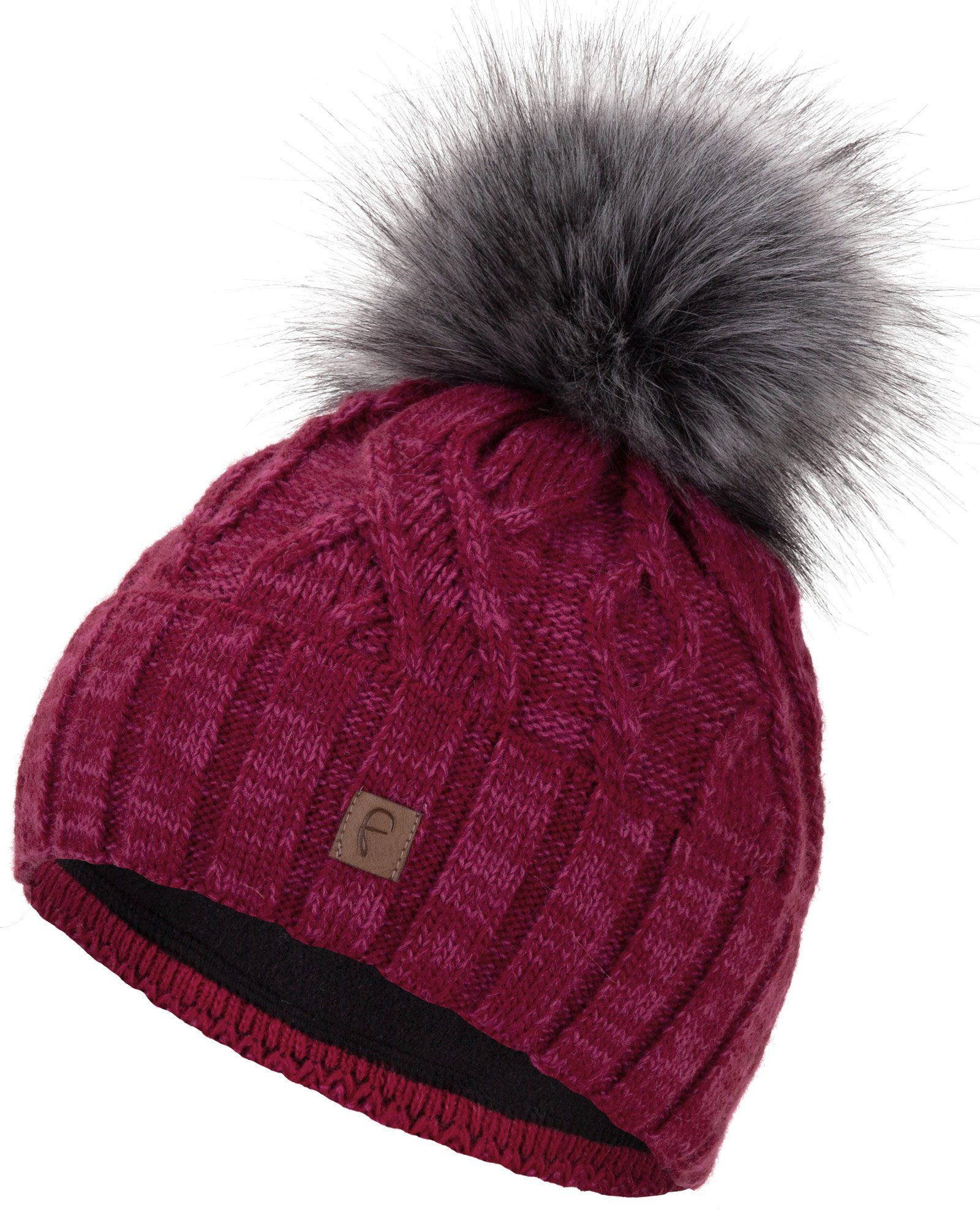 Faera Bommelmütze Wintermütze Damen Herren Mütze Beanie Haube gefüttert Bommelmütze