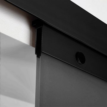 inova wohnen Doppelschiebetür Dekor Blockstreifen schwarz (inkl. Stabgriff und Schienensystem in Schwarz), 180 x 203,5 cm