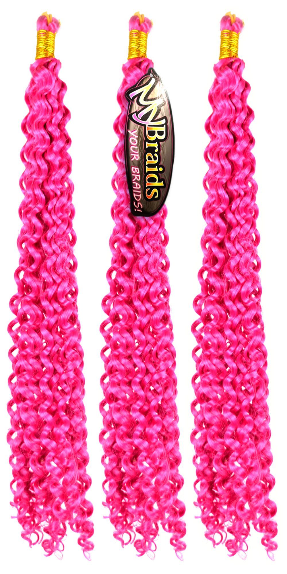 MyBraids YOUR BRAIDS! 12-W 3er Crochet Kunsthaar-Extension Zöpfe Deep Pack Flechthaar Fuchsia Braids Wave Wellig