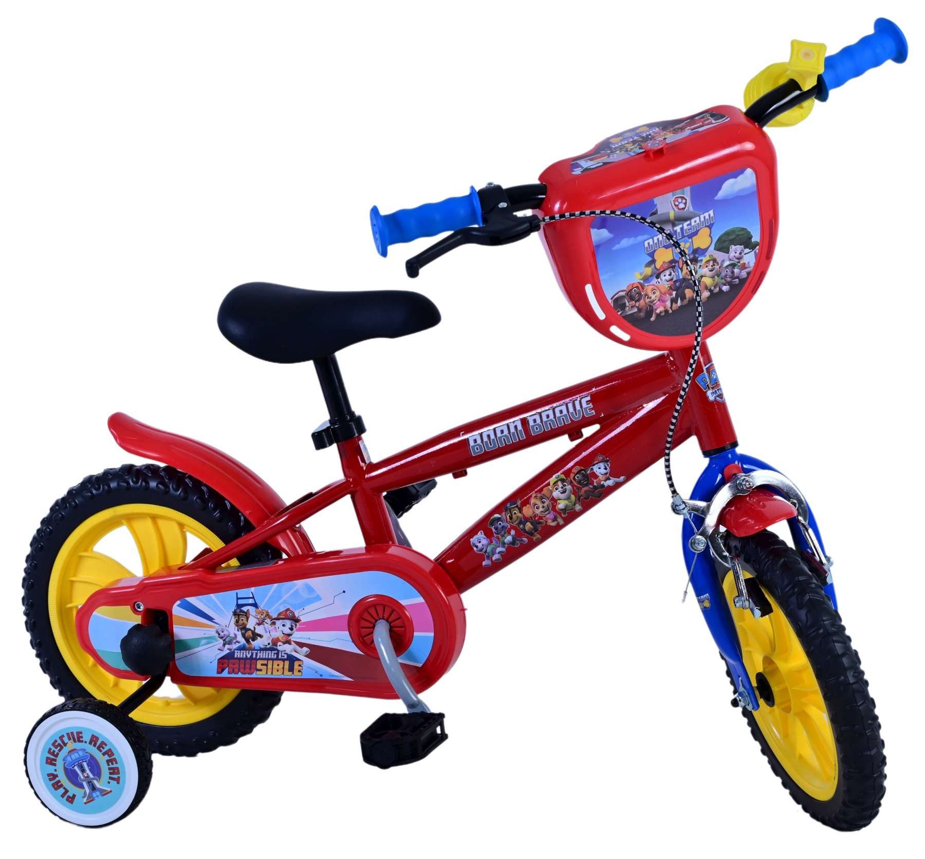 Volare Kinderfahrrad Kinderfahrrad Paw Patrol für Jungen 12 Zoll Kinderrad in Rot Fahrrad