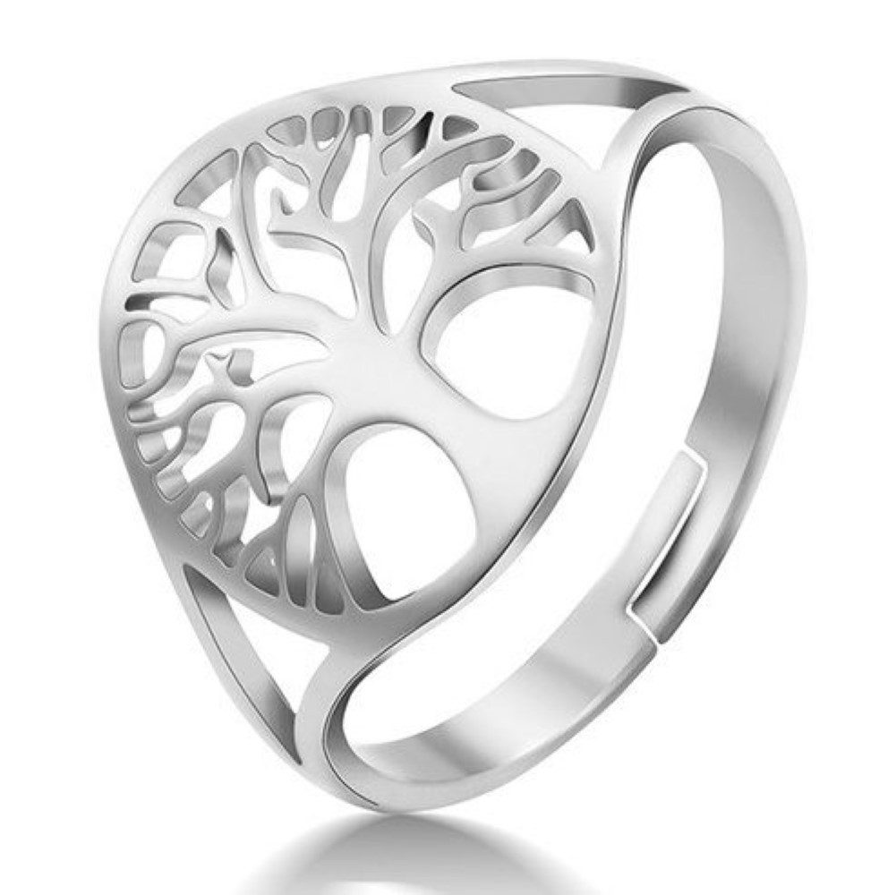 Lebensbaum Ring Damen – Aus Edelstahl Mit Hohlem Design & Gravur