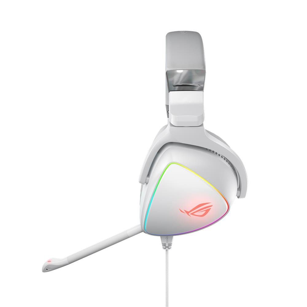 Asus ROG Delta White Edition Gaming-Headset (Mikrofon abnehmbar),  Verbesserter Komfort mit ergonomischer D-Form und ROG-Hybrid-Ohrpolstern