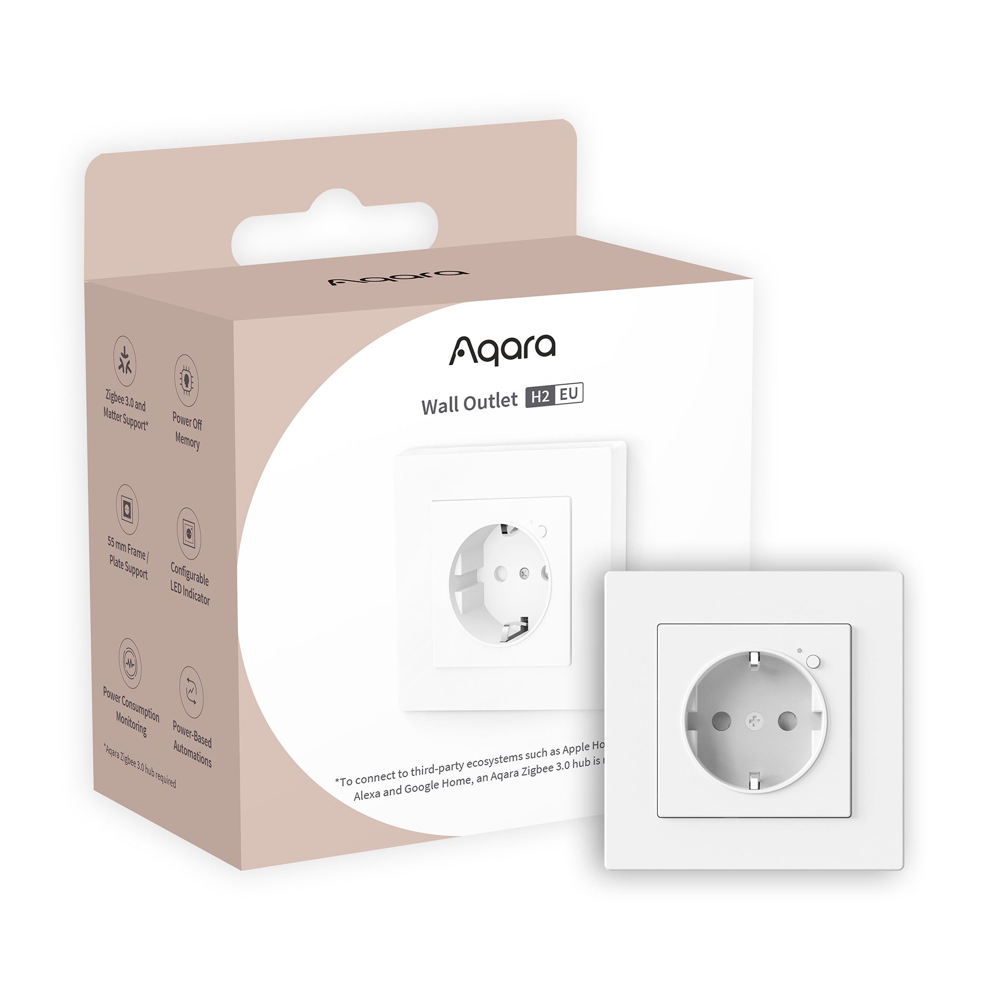 Thumbnail - Aqara Steckdose H2 EU, Smart Plug, Wandsteckdose, Energieüberwachung und Stromschutz, Timer-Modus und Sprachsteuerung, E...
