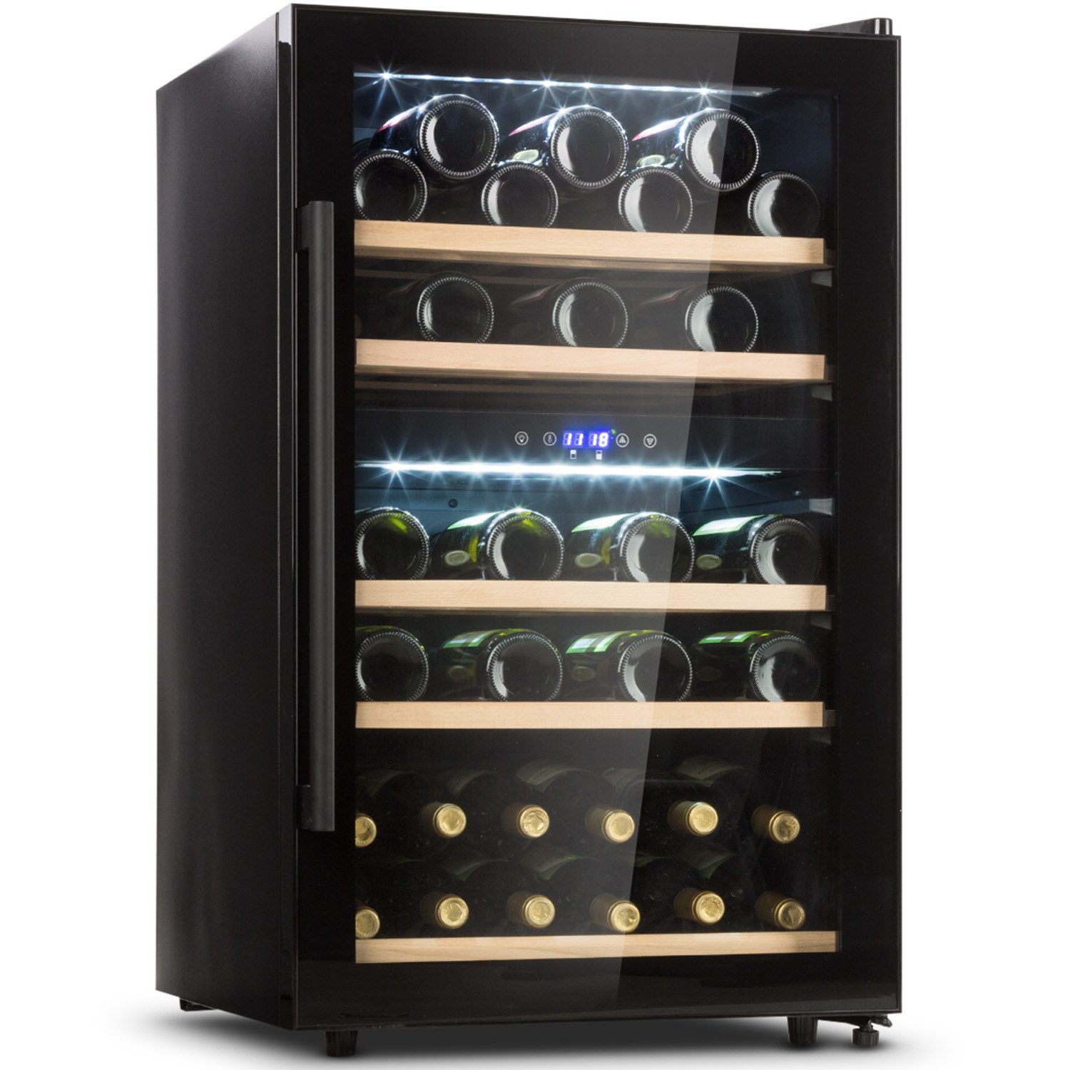 Klarstein Weinkühlschrank Barossa 40 Duo Weinkühl 2 Zonen 41 Fl 128L 5-18°C Touch LED 40 dB, für 41 Standardflaschen á 0,75l,2 Zonen Wein Flaschenkühlschrank Weintemperierschrank Weinschrank
