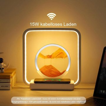 yozhiqu LED Schreibtischlampe 3D-Treibsand-Malerei-Nachtlicht – Dekoration mit Touchscreen-Steuerung, 15 W schnelles kabelloses Laden, Touch-Einstellschalter,Heimdekoration