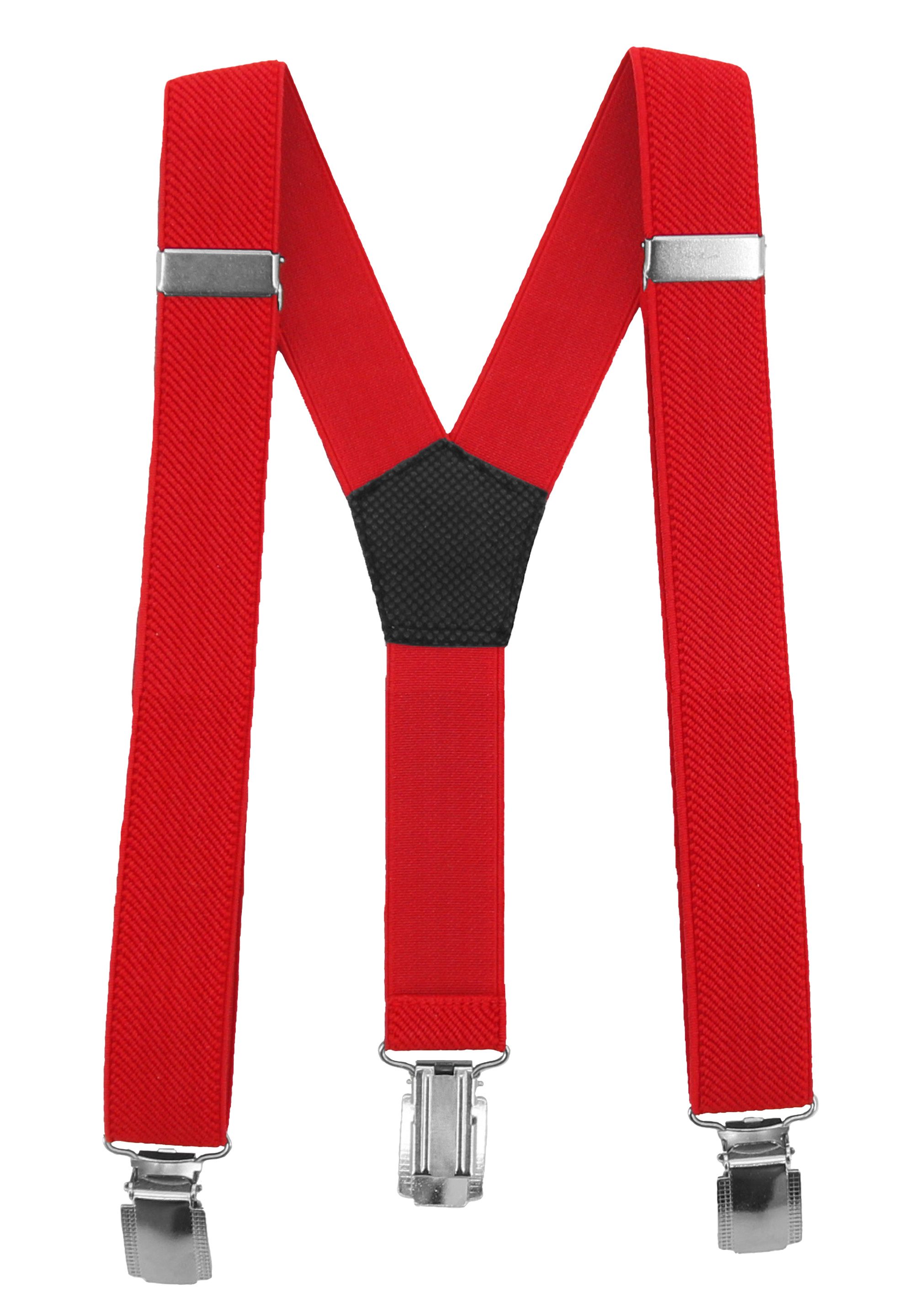 Fabio Farini Hosenträger Schmales Y-Design mit 2,5cm Breite verstellbar mit extra starken Clipverschluss, Rot