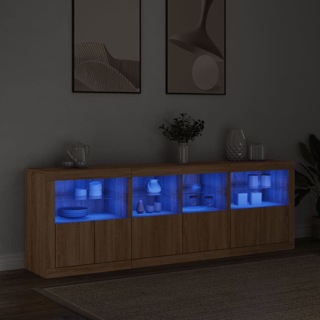 vidaXL Sideboard Sideboard mit LED-Leuchten Sonoma-Eiche 202x37x67 cm (1 St günstig online kaufen