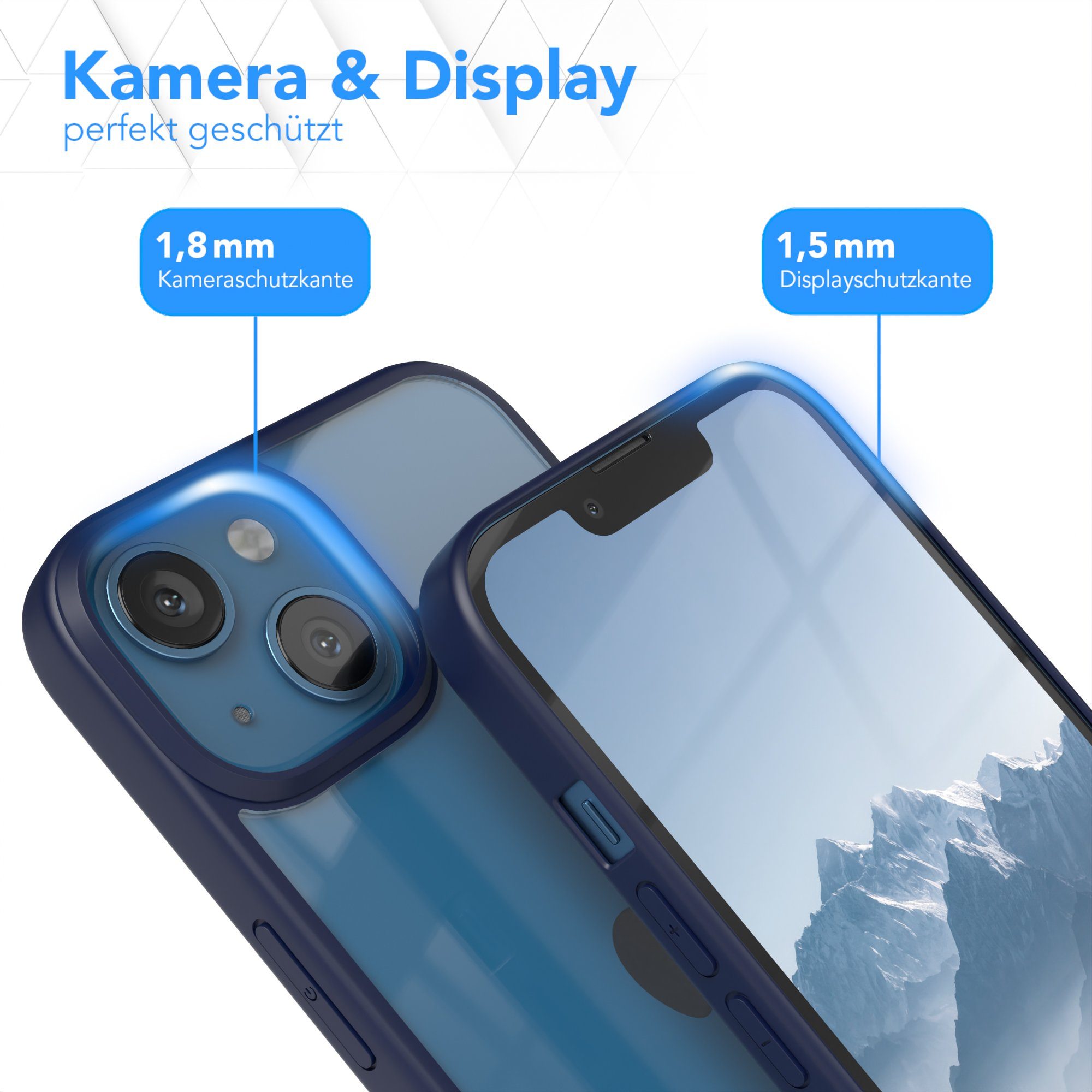 EAZY CASE Handyhülle Bumper Case für Apple iPhone 13 6,1 Zoll, Handyhülle Dünn mit Kameraschutz Hybrid Handyhülle Rand Nacht Blau