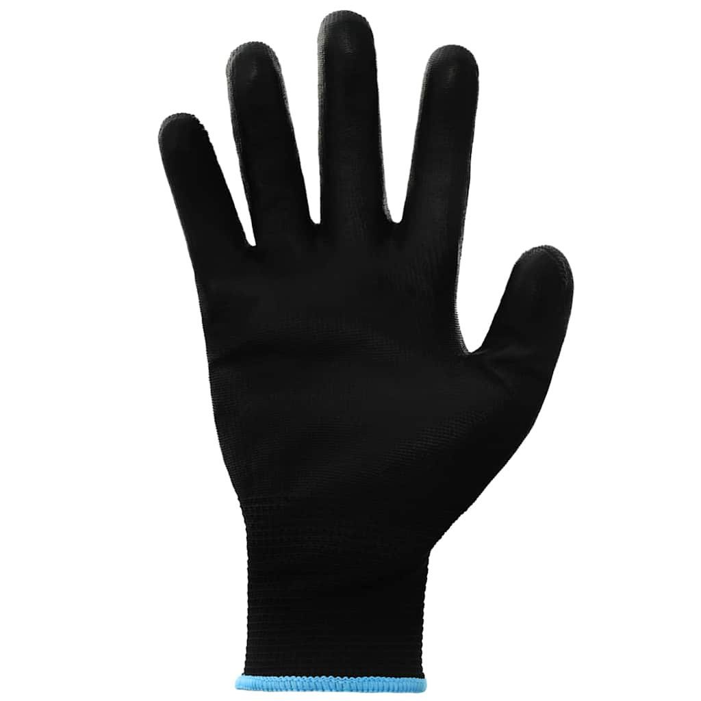 vidaXL Arbeitshandschuh-Set Arbeitshandschuhe 12 Stk. Schwarz 9 / l Polyester (12-St)