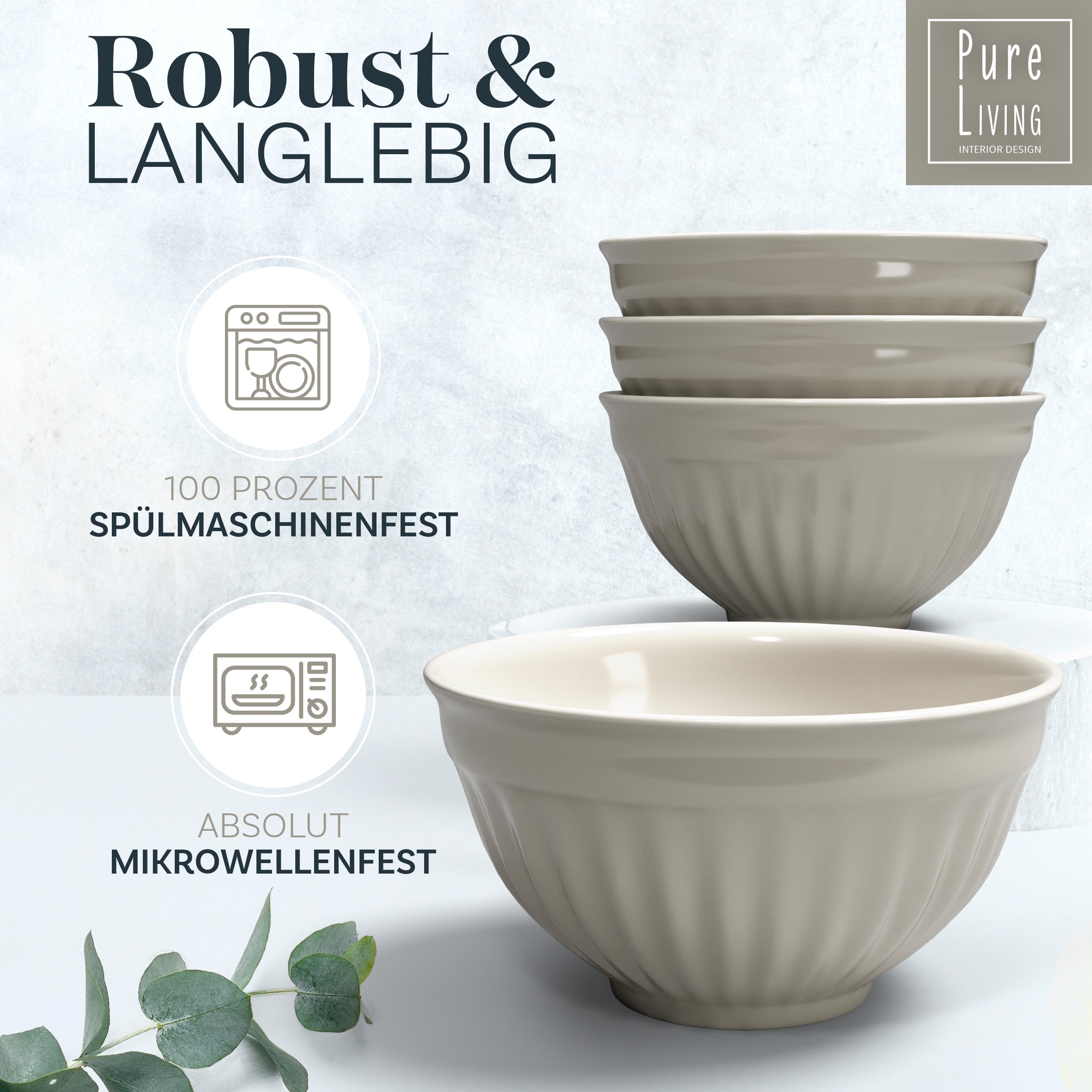 PURE LIVING INTERIOR DESIGN Geschirr-Set Hygge Becher, 6er-Set, 435 ml, Hellbraun Steingut (6-tlg), 6 Personen, Steingut – Bild 5 von 5
