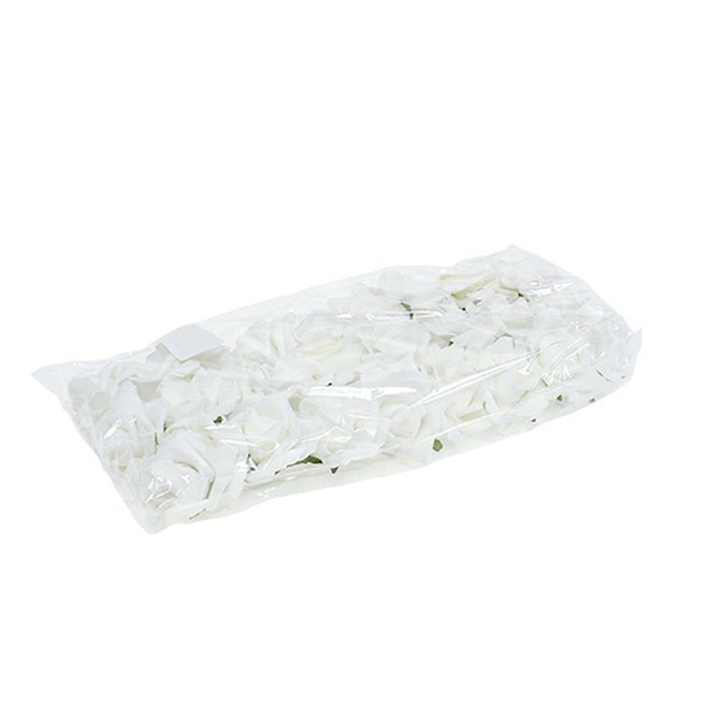 Kunstblume Foam-Rose Ø6cm Weiß 27St – Hochzeit, Tischdeko, Blumendeko, 27 Stück, Florists Products, Höhe 3.5 cm