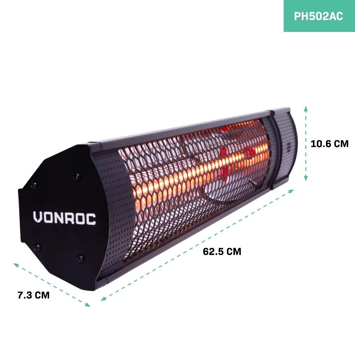 VONROC Heizstrahler Terrasse Infrarot Wandmontage - Terassenheizung elektrisch, Terrassenstrahler [Lowglare Röhre] für Sekundenschnelle Wärme