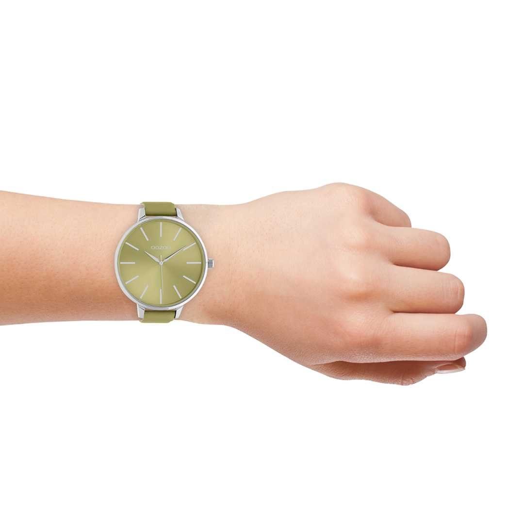 OOZOO Quarzuhr Oozoo Damen Armbanduhr Timepieces, Damenuhr rund, extra groß  (ca. 48mm) Lederarmband, Fashion-Style, Hochwertiges TMI Quarzlaufwerk.  Batterietyp 364 (SR621SW)