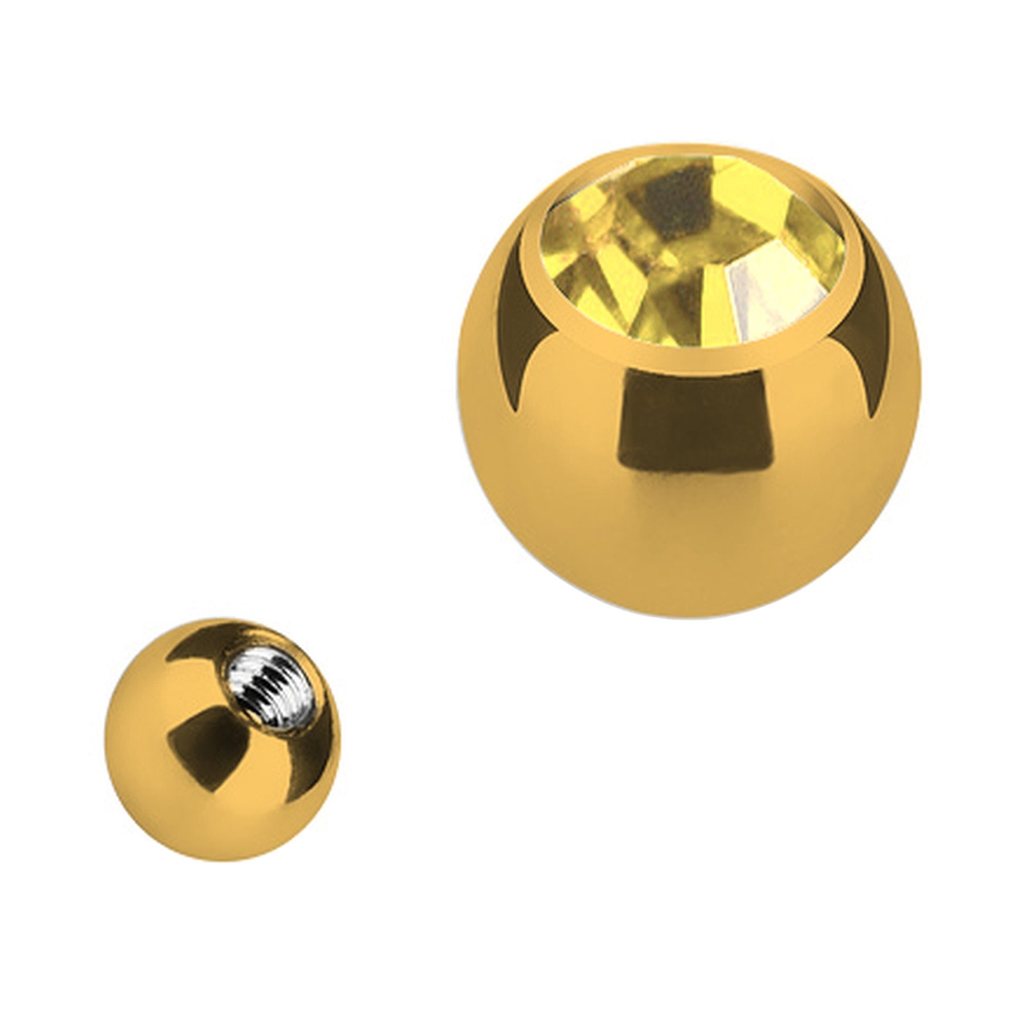 Taffstyle Piercing-Set Piercing Ersatz Verschluss mit Strass Kristall, Gold Schraubkugel Verschlusskugel Ersatzteile Edelstahl Gold mit Kugel