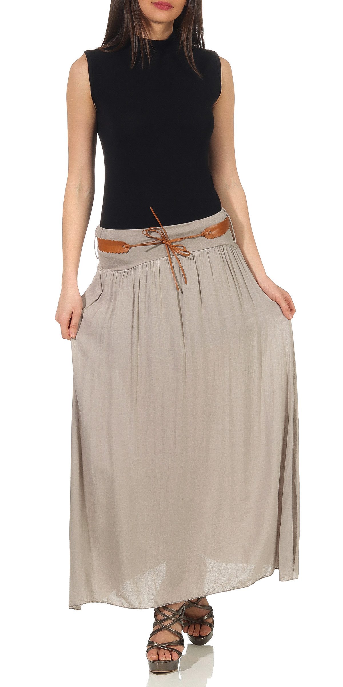 CLEO STYLE Maxirock Damen Rock 102 Schlamm günstig online kaufen