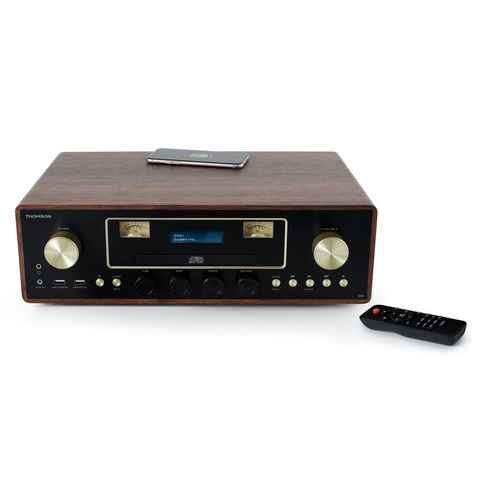 Thomson MIC256IDABBT schwarz/braun, Bluetooth, DC, 75 Watt Kompaktanlage (Displaybeleuchtung, MP3-Konvertierung, UKW Radio, USB-Audiowiedergabe, DAB+, Induktion Charging)