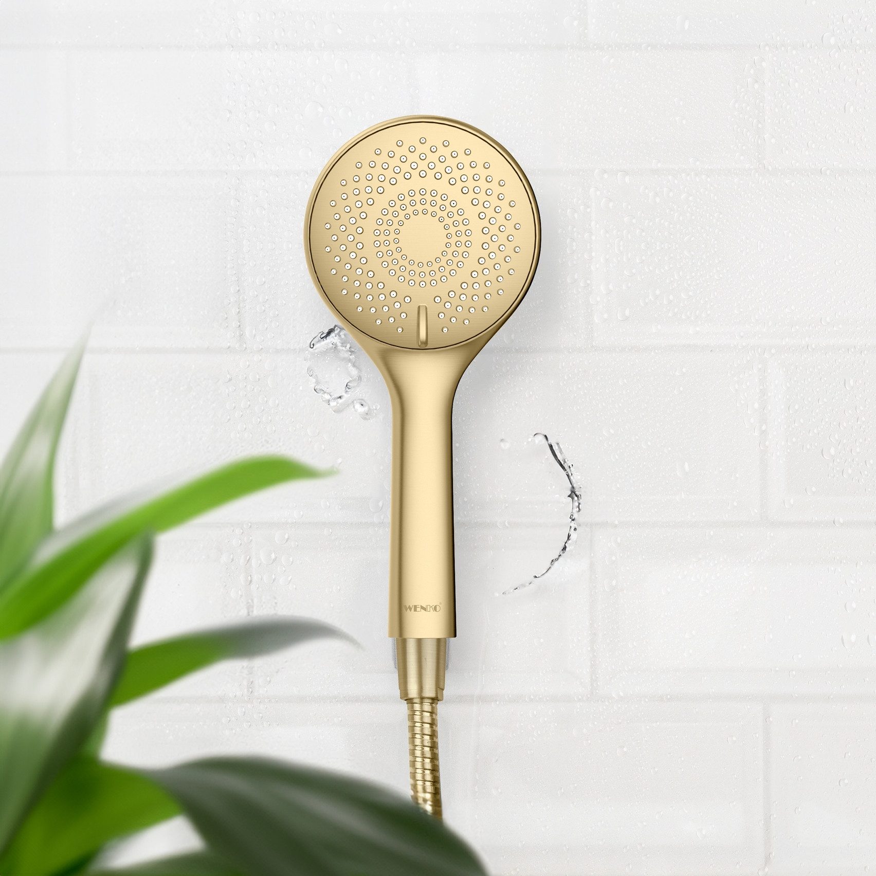 WENKO Handbrause Watersaving, Ø 11 cm, Bis zu 40% Wasser Ersparnis