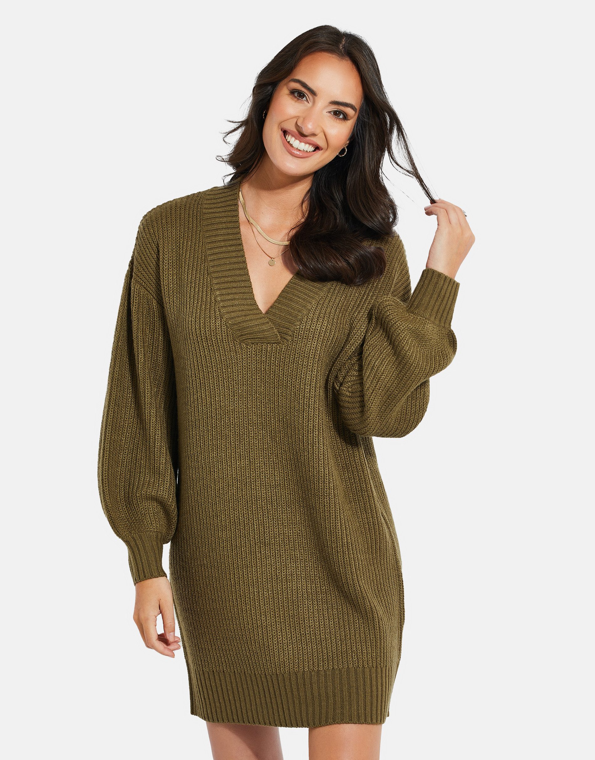 Threadbare Jerseykleid Adeline (1-tlg) mit femininem V-Ausschnitt
