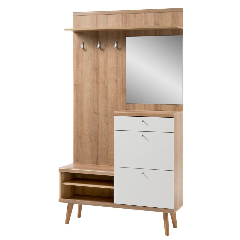 matt Nb. 110x200x34cm Riviera weiß Garderobenschrank Eiche Lomadox mit MAINZ-61