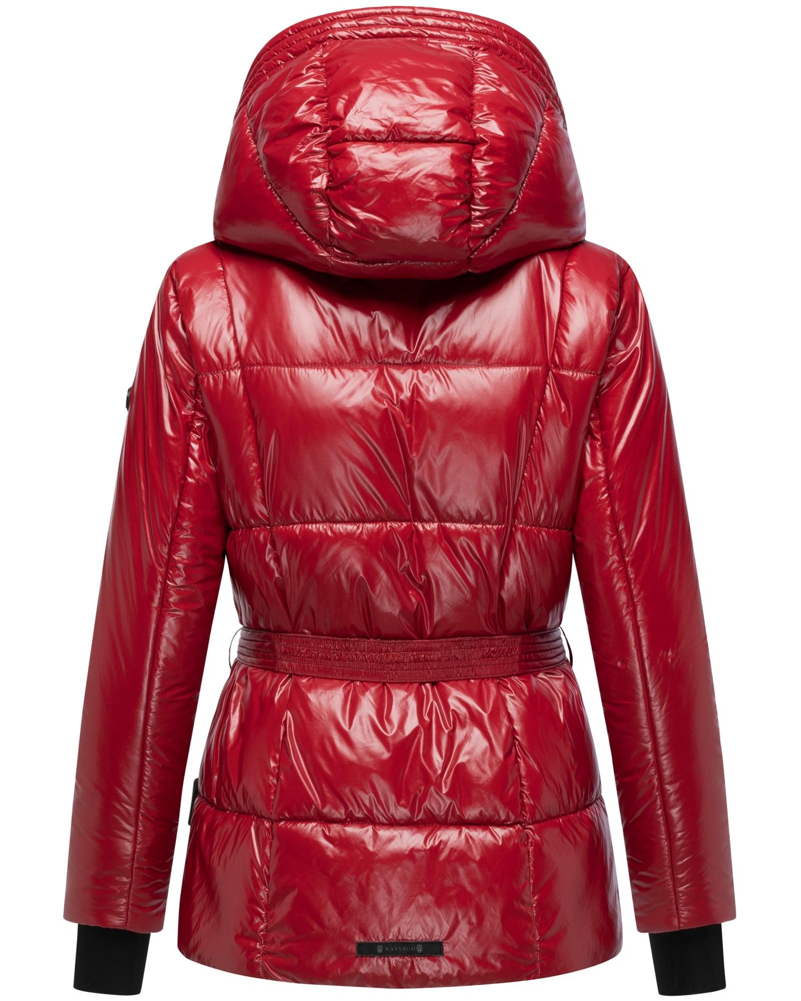Navahoo Steppjacke Eisglanz 14 Glänzende Damen Winterjacke mit Taillengürtel
