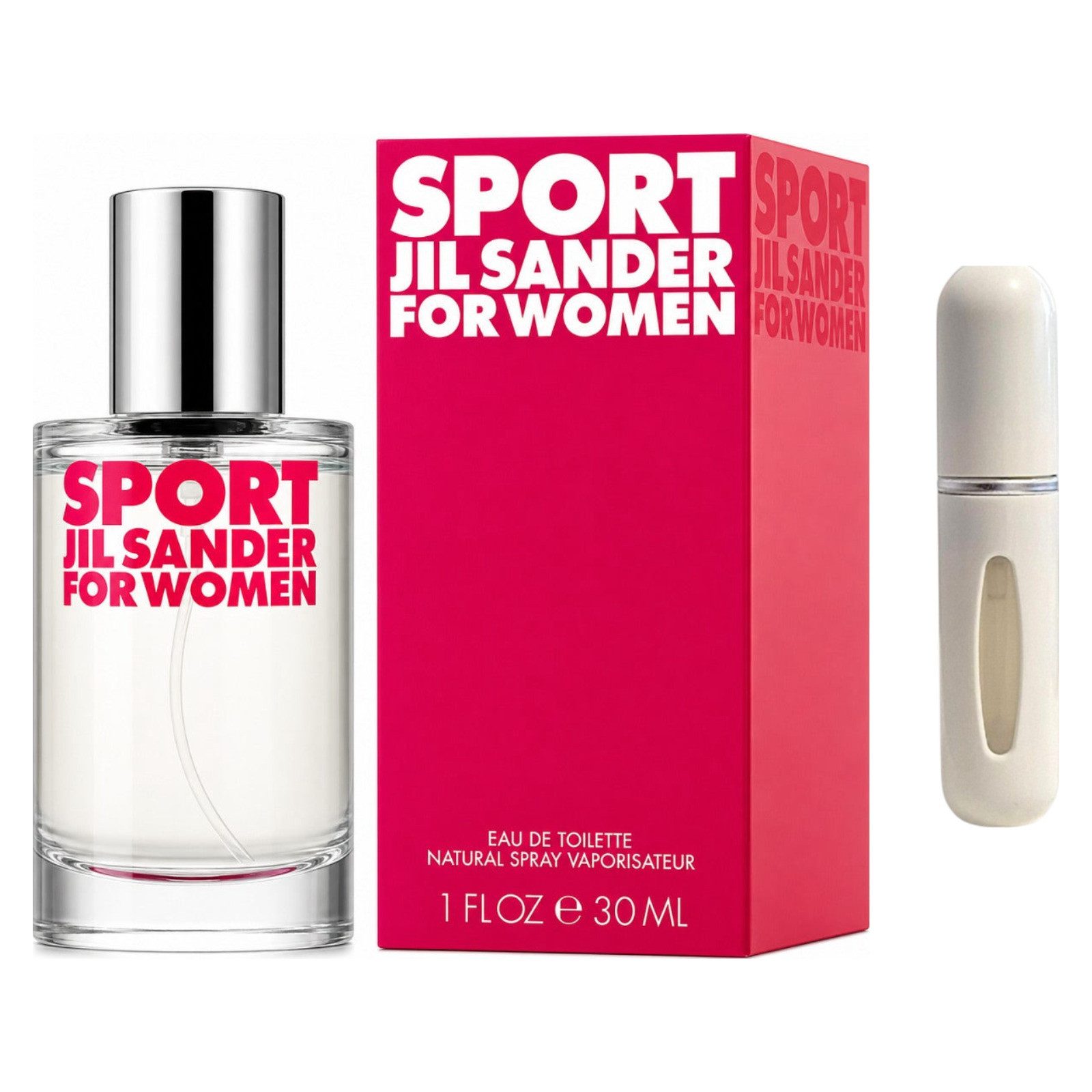 JIL SANDER Duft-Set Sport For Women EDT – Blumig Frisch + Parfümzerstäuber (leer)
