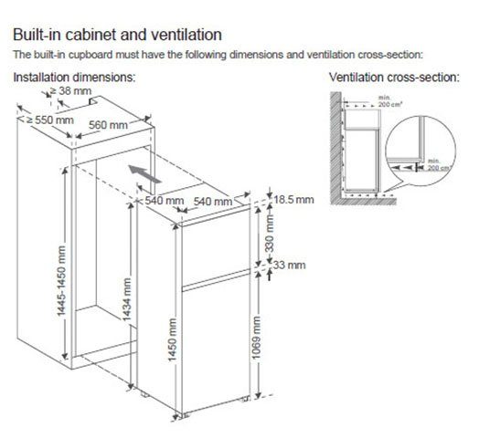 Hanseatic Einbaukühlgefrierkombination HEKS14454GE, 145 cm hoch, 54 cm breit