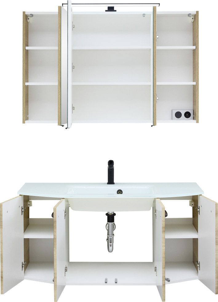 PELIPAL Badmöbel-Set Pelipal Badmöbel-Set Aachen Riviera Eiche 112 cm