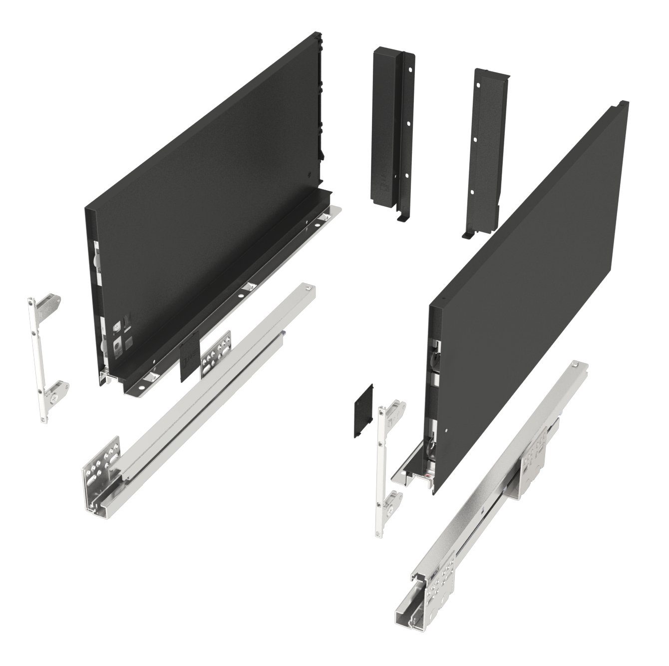 SO-TECH® Schubkasten Schubladensystem JUNKER SLIM anthrazit H: 199 mm bis 40 kg b, SoftClose, mit 13 mm schlanken Schubladenzargen, Nennlänge 450 mm