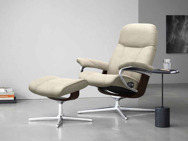 Stressless® Relaxsessel Consul (Set, Relaxsessel mit Hocker), mit Hocker, mit Cross Base, Größe S, M & L, Holzakzent Braun