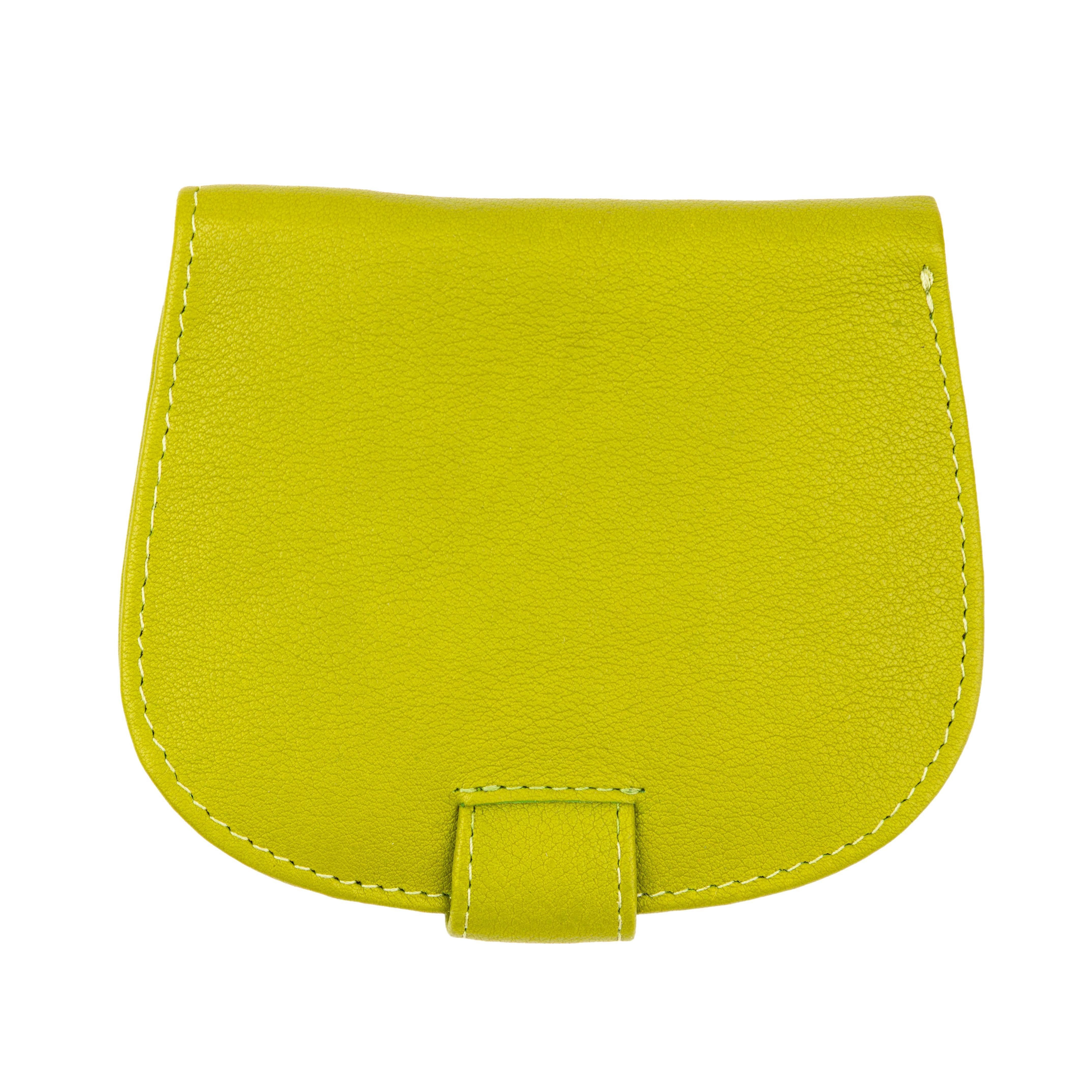 El Puente Geldbörse "Mio" Geldbörse RFID aus Nappa-Leder in Hellgrün, Handmade, Handmade
