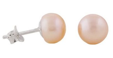 unbespielt Paar Ohrstecker Ohrringe Süßwasserzuchtperle roséfarben 8 x 6 mm 925 Silber Schmuckbox, Silberschmuck für Damen