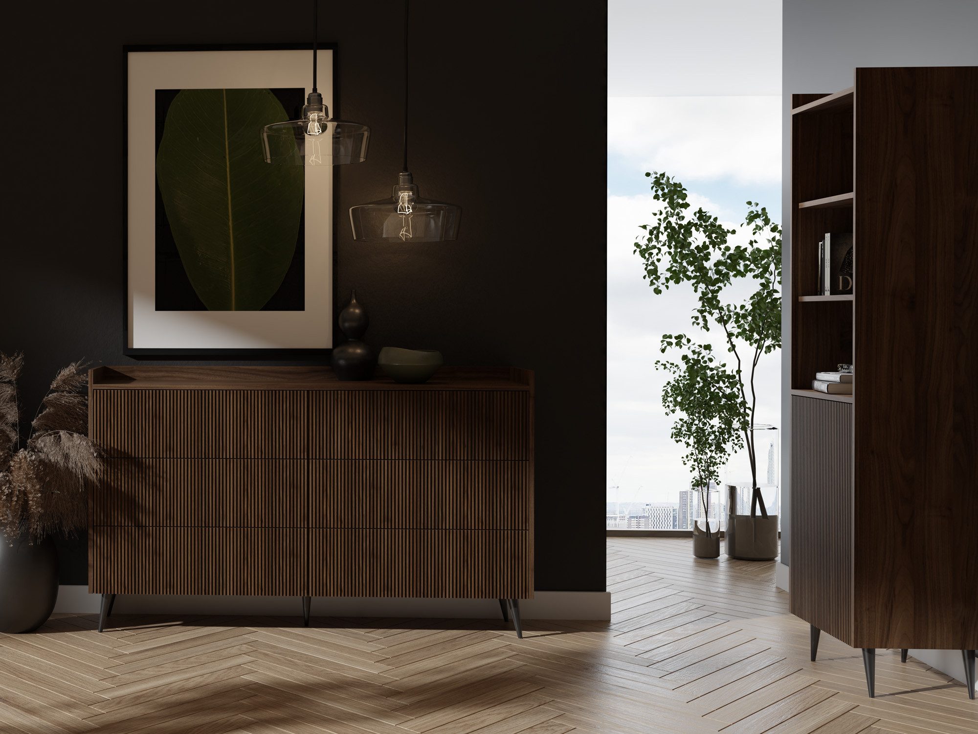 WFL GROUP Bücherregal Arysa, 1-tlg., griffloses Bücherregal mit gerillter F günstig online kaufen