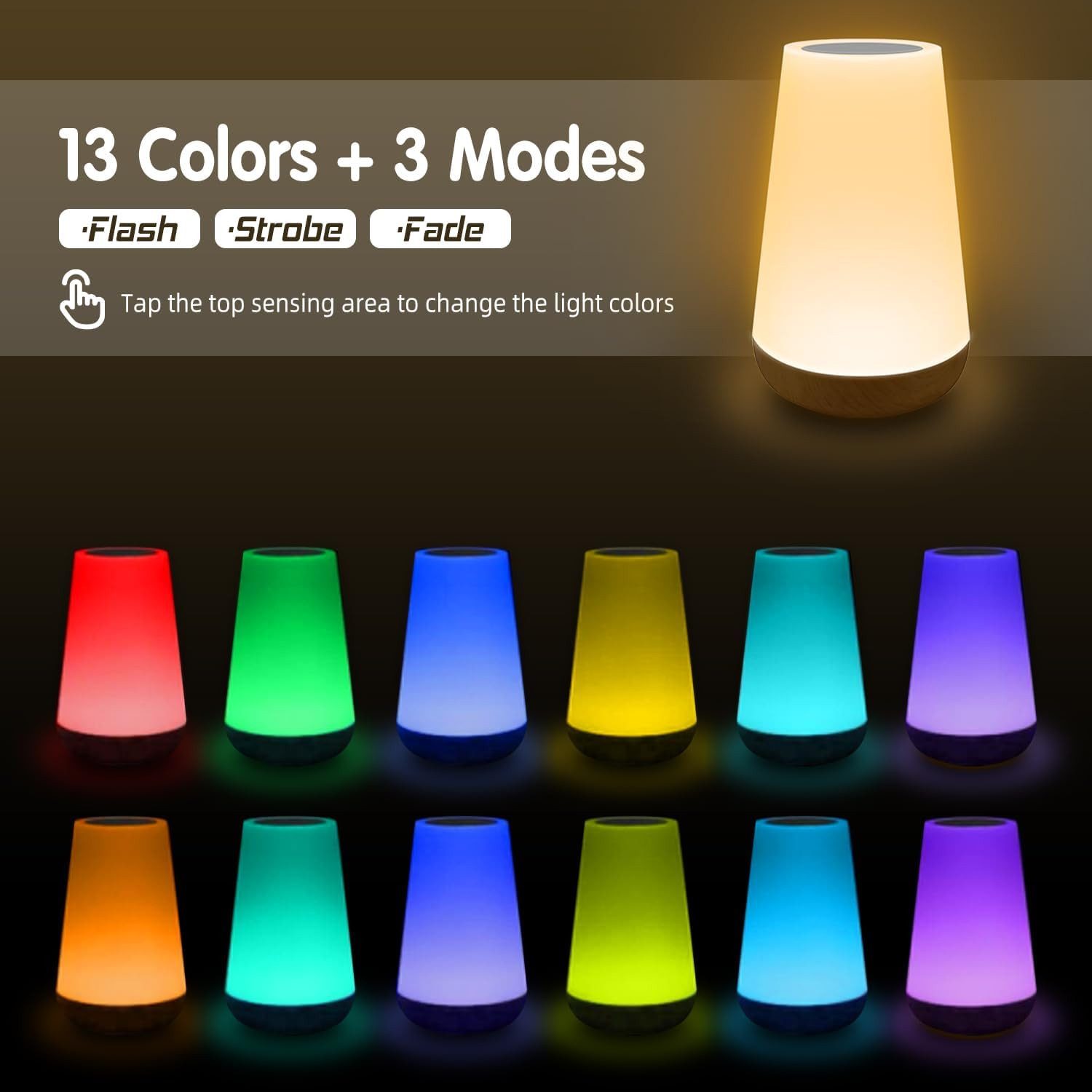 BlingBin LED Nachttischlampe Touch Dimmbar, RGB günstig online kaufen