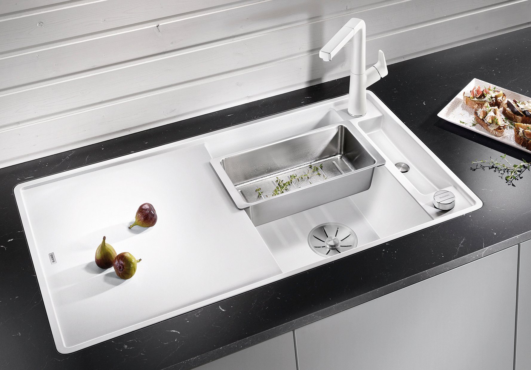 Blanco Granitspüle AXIA III 5 S-F, eckig, 50/91 cm, (1 St), inklusive gratis Glasschneidebrett
