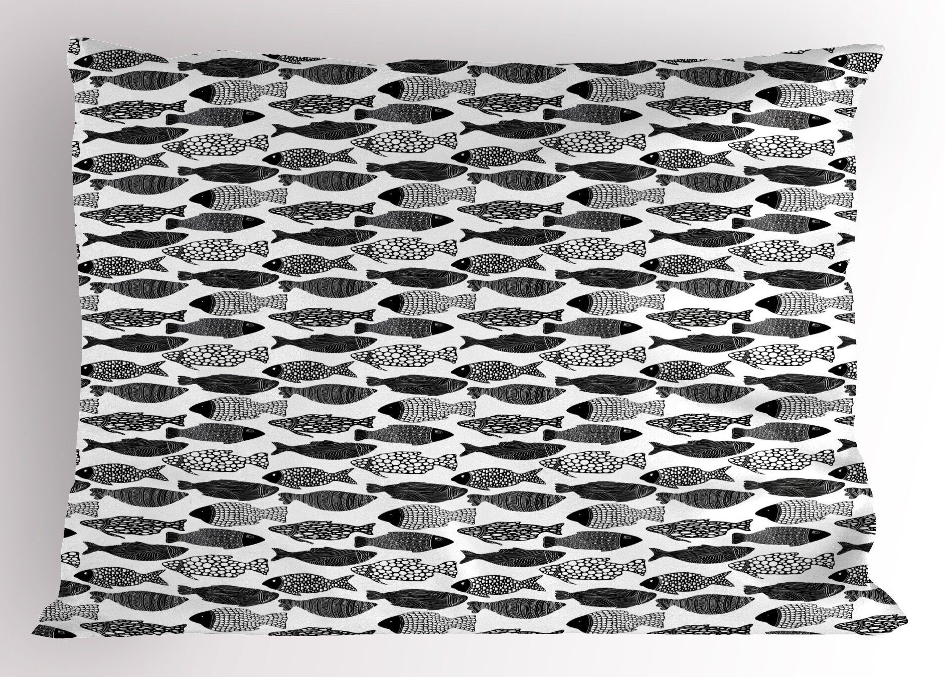 Kissenbezüge Dekorativer Standard Stück), Zentangle-Wassertier Size Abakuhaus (1 Kissenbezug, King Gedruckter Fisch